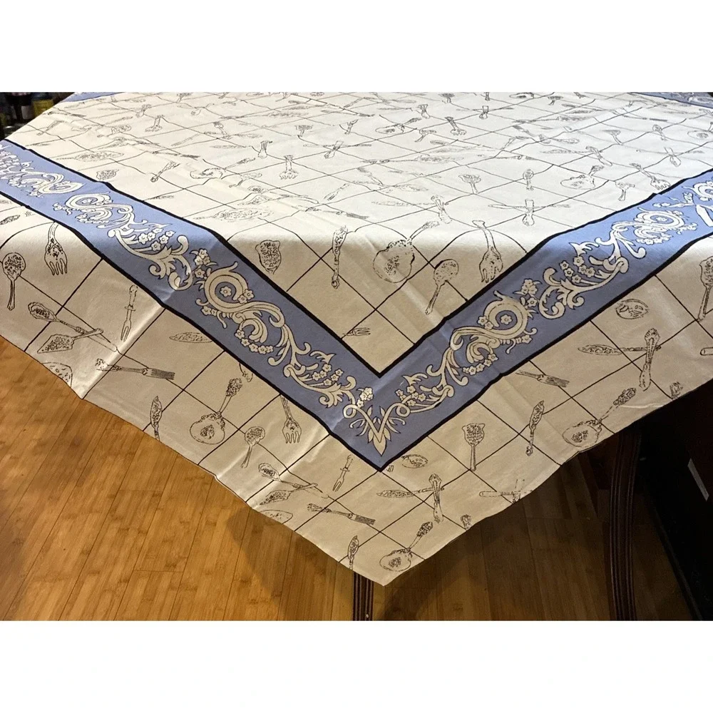Pier One Square Tablecloth Fancy Utensils Pattern 54